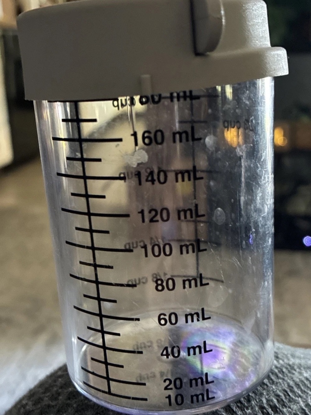 Pampered Chef Clear Measuring Container with Gray Lid